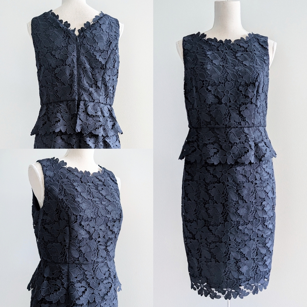 NWT Talbots Navy Floral Lace Sleeveless Dress